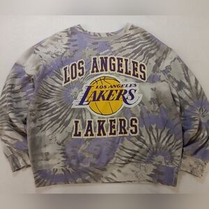 Hybrid Apparel Purple Tie Dye LA Lakers Crewneck Sweatshirt L